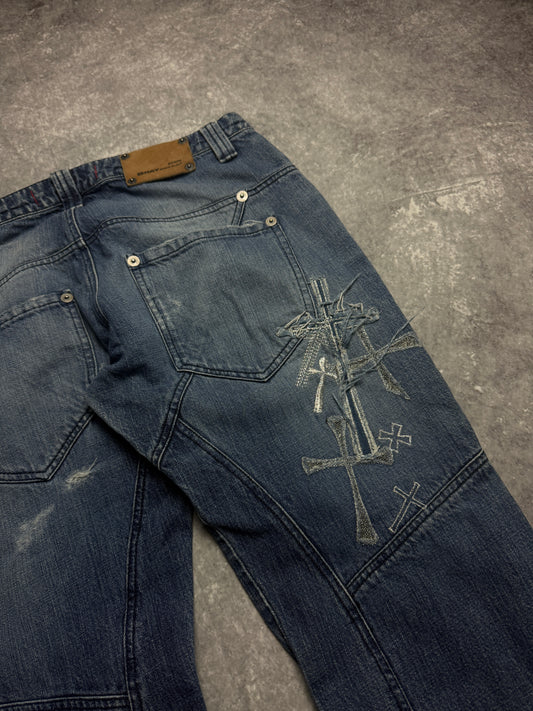Vintage Chrome Hearts Style Jeans (M)